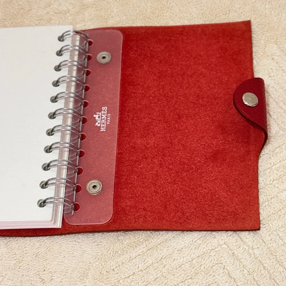 Hermès Paris Red Leather Ulysse Agenda Notebook Cover PM Refillable Planner Box